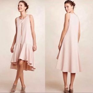 Anthro Maeve Camellia Drop Waist Dress Blush pink